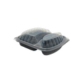 2-Compartment Black Microwavable Containers – Wholesale