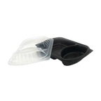 2-Compartment Black Microwavable Containers – Wholesale