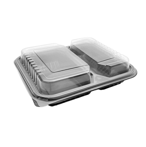 2-Compartment PP Black Microwavable Containers – Bulk Main image