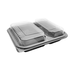2-Compartment PP Black Microwavable Containers – Bulk