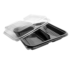 2-Compartment PP Black Microwavable Containers – Bulk
