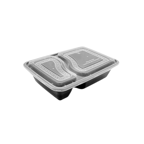2-Compartment 32 oz Black Microwavable Containers – 150 Pack Main image