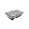 2-Compartment 32 oz Black Microwavable Containers – 150 Pack
