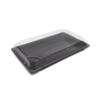 Rectangular Black Sushi Trays with PET Lids – Wholesale
