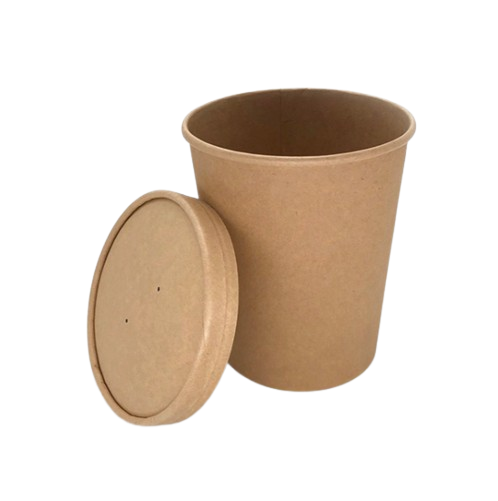 30 oz Kraft Paper Soup Cups with Lids – 500 Pack Wholesale Secondary image