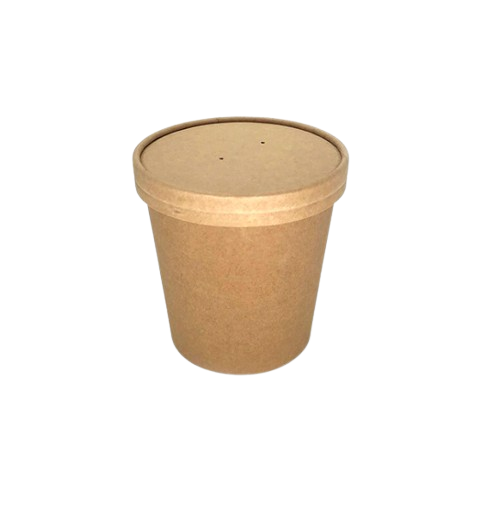 30 oz Kraft Paper Soup Cups with Lids – 500 Pack Wholesale Main image